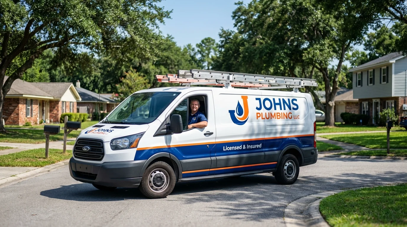 Johns Plumbing LLC service van in Elk City, OK