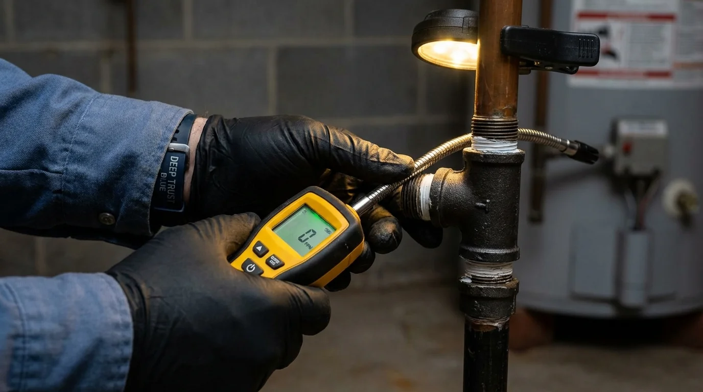 Gas leak detection with electronic sniffer by Johns Plumbing LLC in Elk City