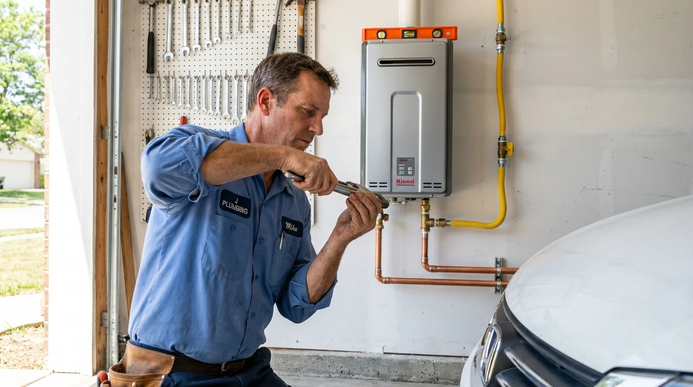 Tankless water heater installation by a Johns Plumbing LLC plumber in Elk City